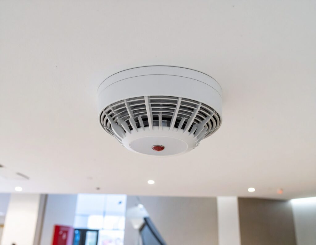 Fire detection alarm on ceiling of modern building - Fire Buyer