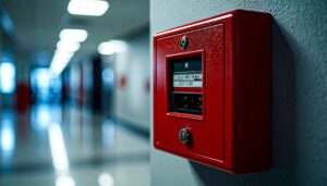 Modern British Fire alarm on wall - Fire Buyer