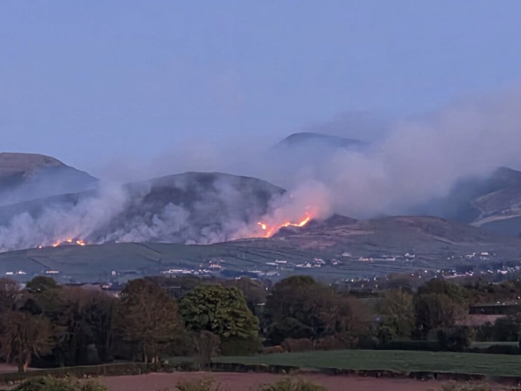 Wildfires in Mourne Mountains, Northern Ireland. Picture: David Scott on X